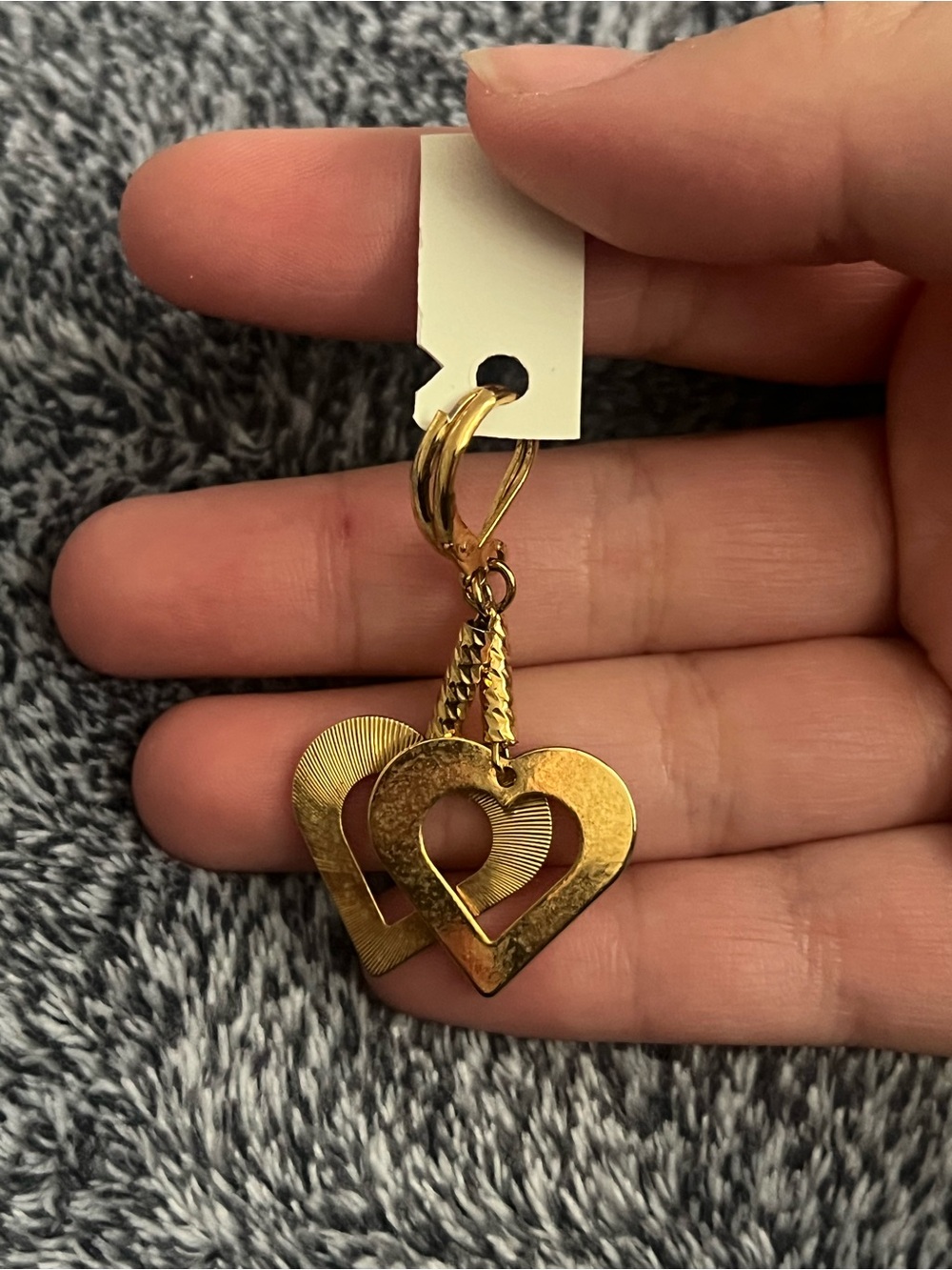 Gold Heart Drop Hoop Earrings - Women Jewelry